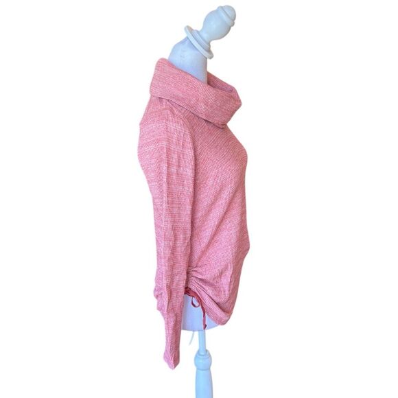 J. Jill Pink Cowl Neck Sweater Heathered Texture Cinched Hem Womens Small Pink - Picture 4 of 11
